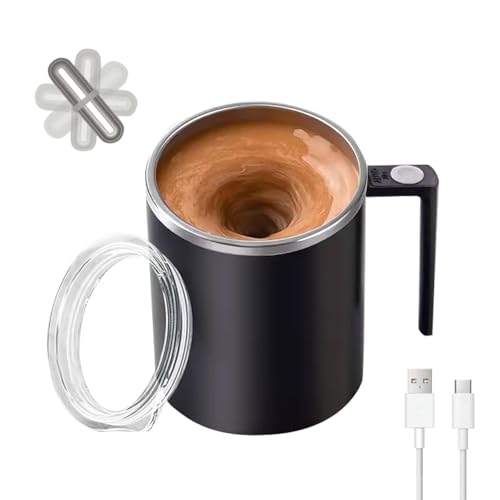 Self Stirring Mug,Self Stirring Coffee Mug,Suitable for Coffee, Milk, Cocoa and Other Beverages (Daik Black, 12 Ounces)