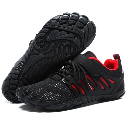 MIFAWA Barefoot Shoes Men's Black/Red, Zero Drop, Wide Toe Box, Rubber Sole, Hiking, Size 11