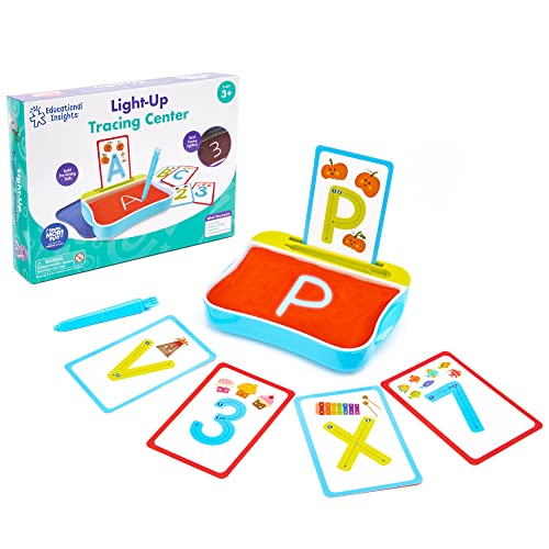 Educational Insights Light-Up Tracing Center - Toddler Learning Activities, Alphabet Learning Toys, Writing Practice for Kids, Learn to Write with Alphabet Flashcards, Letter Tracing for Kids, Ages 3+