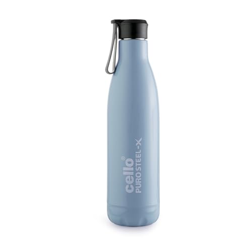 CELLO Puro Steel-X Neo 900 Insulated Water Bottle 720 ml, Blue | Food Grade Inner Steel, BPA Free, PU Insulated Keeps Beverages Hot & Cold for Long Ho
