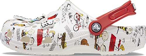 Crocs Unisex-Adult Classic Peanuts Snoopy Clogs, White/Multi, 11 Men/13 Women