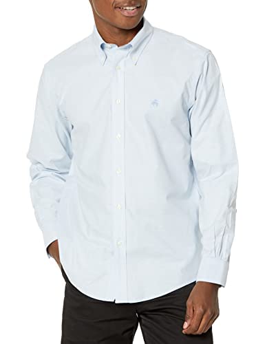 Brooks Brothers Men's Non-Iron Long Sleeve Button Down Stretch Oxford Sport Shirt, Solid, Light Blue, Small