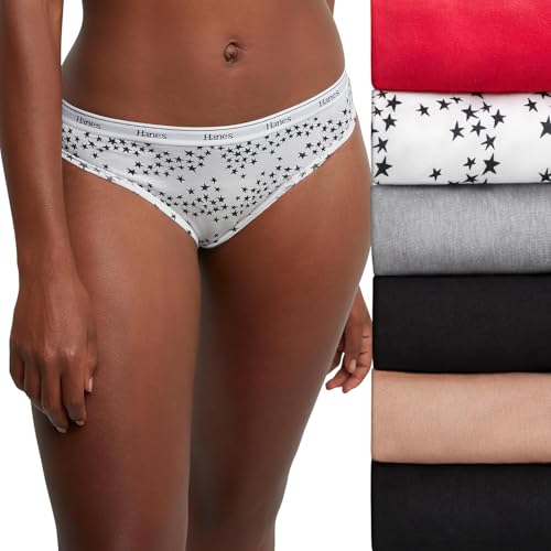 Hanes Originals Women's Underwear Bikini Panties, Stretch Cotton Underwear, Basic Assorted Colors, 6-Pack