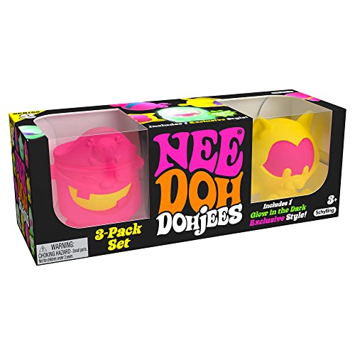 Schylling NeeDoh Dohjee - Sensory Squeeze Toy - Satisfying Dough Filling - 2" Tall - Color May Vary (Pack of 3)