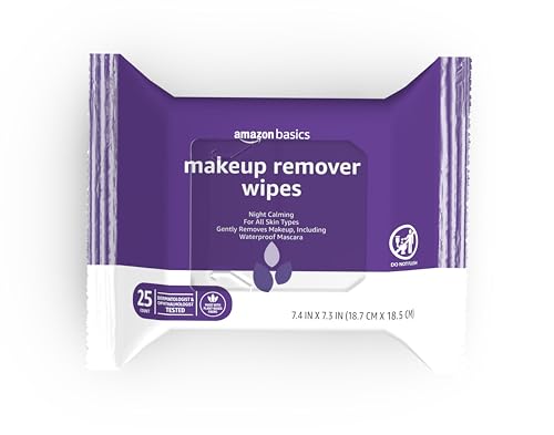 Amazon Basics Makeup Remover Wipes, Night Calming, Gentle Cleansing