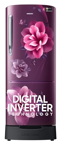 Samsung 183 L, 4 Star, Digital Inverter, Direct-Cool Single Door Refrigerator (RR20C1824CR/HL, Red, Camellia Purple, Base Stand Drawer)