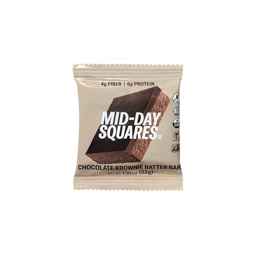 Mid-Day Squares, Functional Plant Based Chocolate Bar, Brownie Batter, 1.16 Ounce