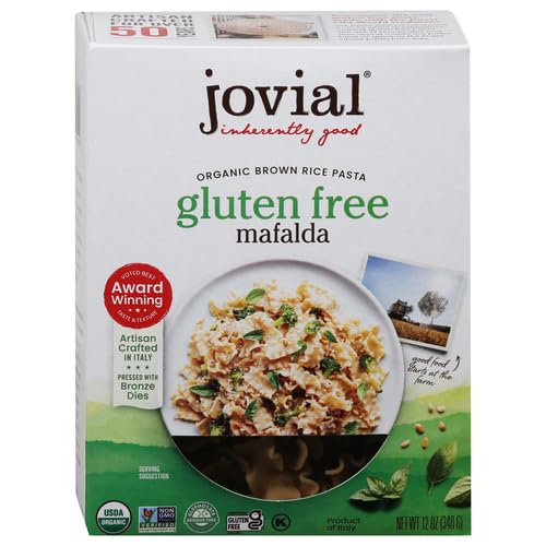 Jovial 100% Organic Gluten Free Brown Rice Mafalda - Mafalda Pasta Noodles, Healthy Pasta, Whole Grain Pasta, Organic Pasta, Gluten Free, Dairy Free, Cooks Firm, Made in Italy - 12 Oz