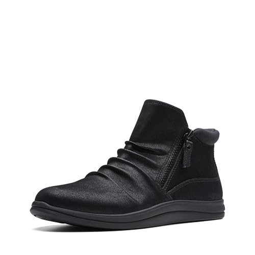 Clarks Cloudsteppers Women's Breeze Range Ankle Boot, Black Synthetic, 9 Wide US