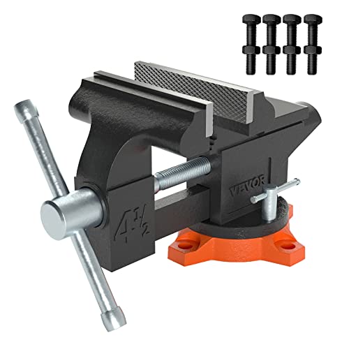 (-14%) VEVOR Schraubstock, 115 mm Backenbreite, 240° Drehbar Sphäroguss Werkbankschraubstock 1,5-4,5cm Rohrspanndurchmesser Parallelschraubstock Ideal zum Schärfen Schleifen Schneiden usw.