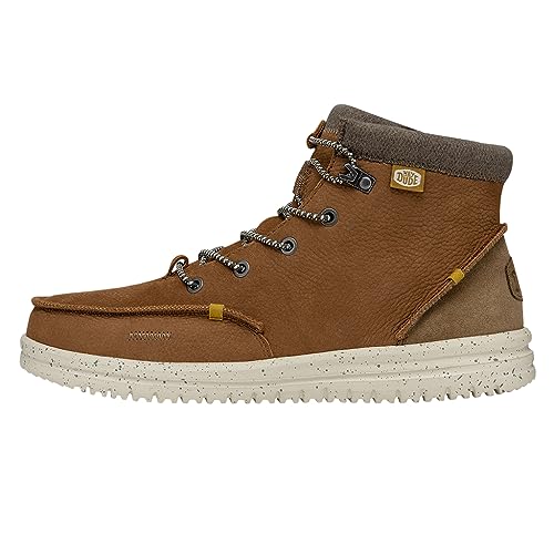 HEYDUDE Bradley Boot Leather Cognac Size 8 | Men's Boots | Men's Pull on Boots | Comfortable & Light-Weight