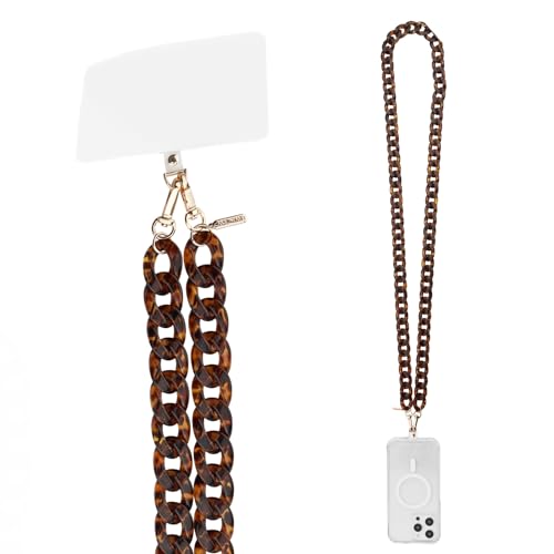 Case-Mate Crossbody Phone Lanyard / Chain [Works with All Phones] Hands-Free Strap - Cell Phone Charm - Neck Chain Holder for iPhone 17 Pro Max / 16 Pro Max / 15 Pro Max / 13 / S25 - Tortoiseshell