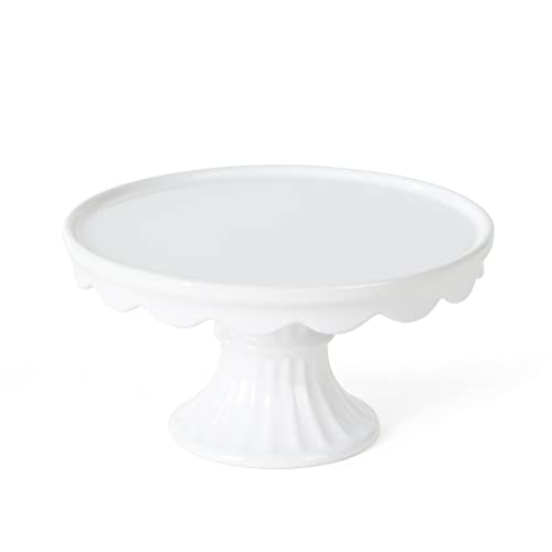 Martha Stewart Patterson 10" x 5.1" White Round Stoneware Cake Stand