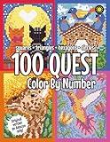 100 QUEST Color By Number: Squares + Triangles + Hexagons + Circles: color quest activity book for adults