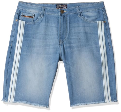 Men Slim Fit Solid Mid-Rise Denim Shorts