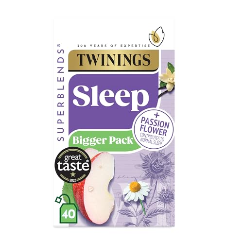 Twinings Superblends Sleep Tea - Spiced Apple & Vanilla Herbal Tea Infusion with Camomile & Passion Flower - 40 Biodegradable Tea Bags