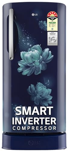 LG 201 L 5 Star Inverter Direct-Cool Single Door Refrigerator (GL-D211HBCZ, Blue Charm, Base stand with drawer)