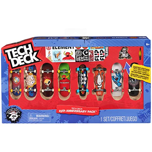 Tech Deck - Finger Skate - Coffret 25e Anniversaire 8 Finger Skates - 8 Authentiques Finger Skates A Collectionner Et 1 Figurine Dud - 25 Ans Mini Skate - Jouet Enfant 6 Ans et +