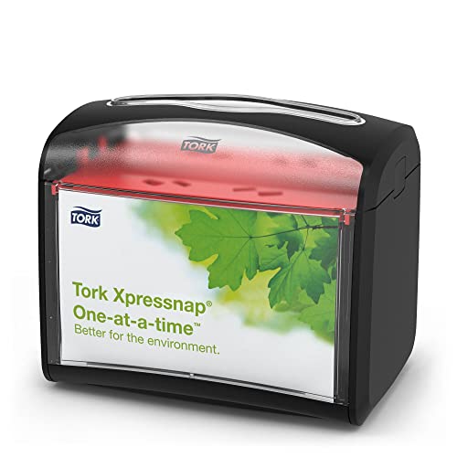 Tork Xpressnap Tabletop Napkin Dispenser Black One-at-a-time Dispensing, Hygienic, Durable Design 1 Pack x 1 Dispenser (