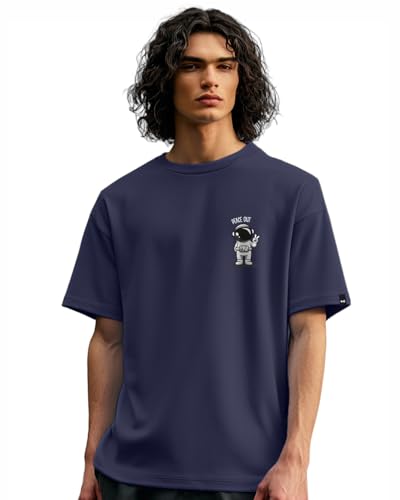Men's Graphic Printed 100% Cotton T-Shirt - Oversized Fit, Round Neck, Half Sleeves