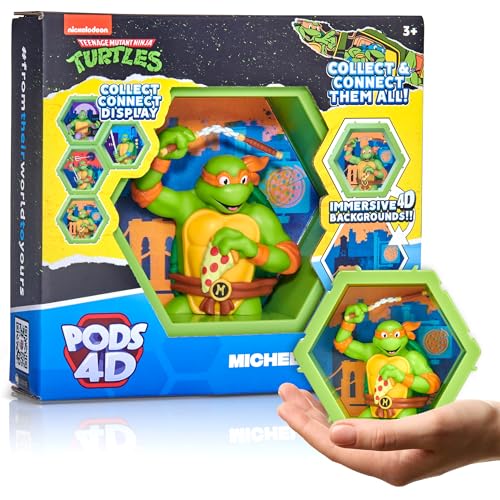 WOW! PODS - 4D Ninja Turtles Michelangelo, Unique Connectable Collectable Bobble-head figure that Bursts from their World into Yours, Wall or Shelf Display, Series 1 no. 432