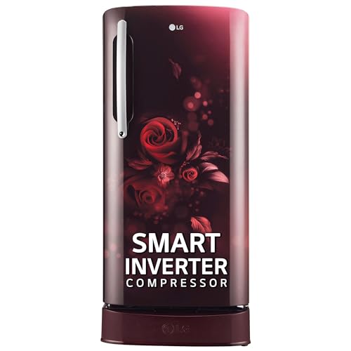 LG 201 L 4 Star Inverter Direct-Cool Single Door Refrigerator (GL-D211HSEY, Scarlet Euphoria, Base stand with drawer)