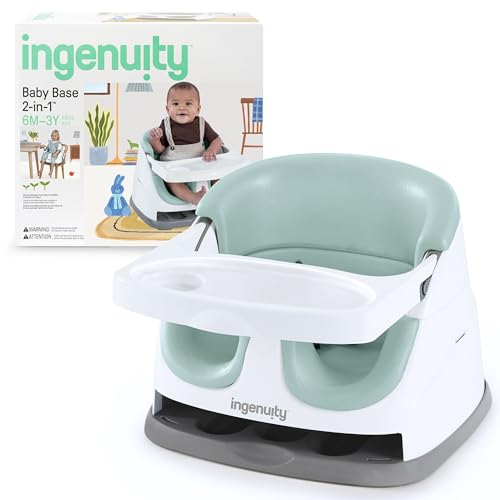 Ingenuity Baby Base 2-in-1 Booster Feeding and Floor Seat with Self-Storing Tray - Mist