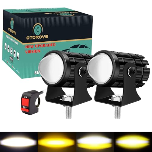 Mini Driving Fog Light Lamp Projector Lens Spotlight Led Motorcycle Headlight Dual Color Motorbike Lighting System (12 V, 36 W) With Switch, Battery P