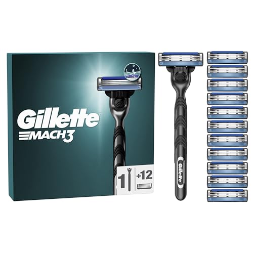 Gillette Mach3 Regolabarba Uomo, Lame Rasoio a Mano Libera, 1 Manico e 12 Lamette da Barba…