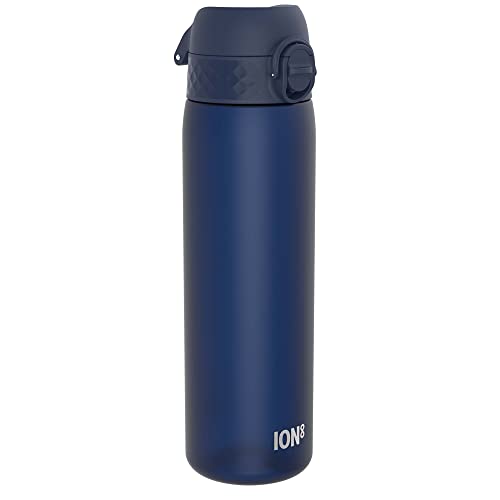 ION8 Waterfles, 500 ml/18 oz, Lekvrij, Makkelijk te Openen, Veilige Vergrendeling, Vaatwasserbestendig, BPA-vrij, Draaghendel, Past in Bekerhouders, Makkelijk Schoon, Geurvrij, Drinkfles Marineblauw
