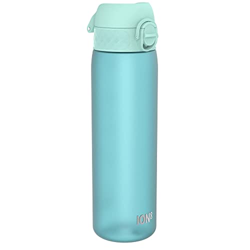 Ion8 Water Bottle, 500 ml/18 oz, Leak Proof, Easy to Open, Secure Lock, Dishwasher Safe, BPA Free, Hygienic Flip Cover, Carry Handle, Fits Cup Holders, Easy Clean, Carbon Neutral, Sonic Blue