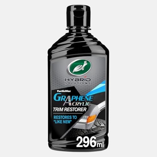 Turtle Wax Hybrid Solutions Graphene Acrylic Black Trim Restorer, 295 ml, Revives Exterior Car Plastic to Like New Condition, Won't Wash Off, Superior UV Protection
