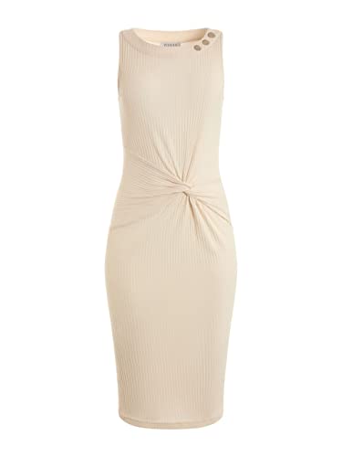 GUESS Women's Sleeveless Ernestine Knot Dress, Pure White