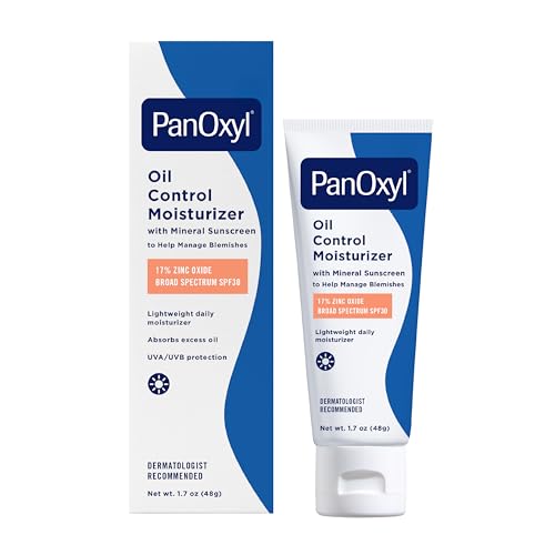 PanOxyl AM Oil Control Moisturizer, NEW Sheer Formula, Absorbs Excess Oil and Reduces Shine, with Mineral Sunscreen for Acne Prone and Oily Skin - 1.7 oz