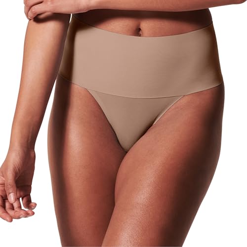 SPANXsupersmooth Undie-tectable Thong - Comfortable Core Control - Invisible Shapewear Thong - Women's No Show Thong Underwear - Cafe Au Lait - Medium