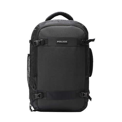 Police IKOZO LITE 40L Laptop Backpack for Men & Women | Fits 15.6” Laptop | Premium Nylon & Vegan Leather | Durable Lightweight Travel, Office, School