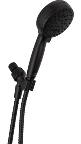 Delta Faucet ProClean Matte Black Shower Head with Handheld, Showerhead with High Pressure Spray, Handheld Shower Head, 6 Spray Settings, Matte Black 75740BL
