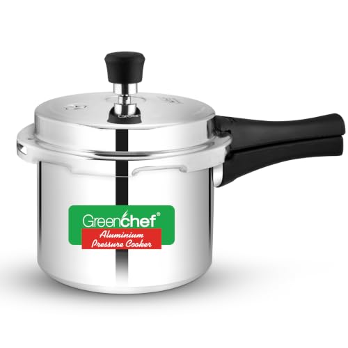 Greenchef Marco Aluminium outer lid Pressure Cooker, Non-Induction Base 3 Litre capacity, Food-Grade Aluminium, Cool-Touch Handle, Gas Stove Compatibl