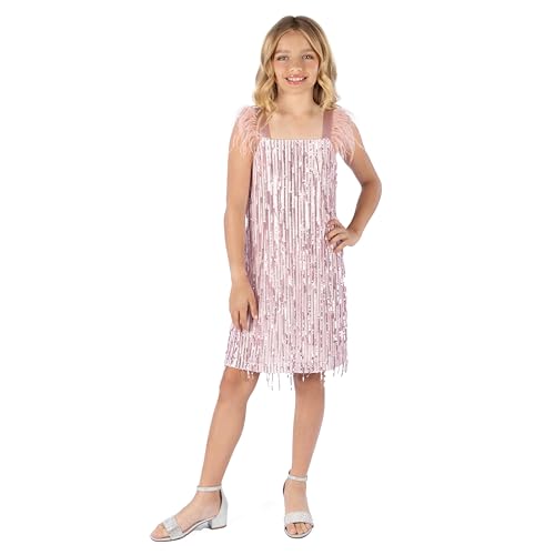 Speechless Girls Sleeveless Sequin Party Dress, Blush/Silver, 10