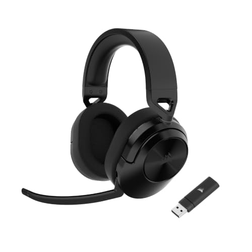Corsair HS55 WIRELESS Gaming Headset - Low-latency 2.4GHz Wireless or Bluetooth®, Dolby® Audio 7.1 Surround Sound, Lightweight, Omni-Directional Microphone, On-Ear Audio Controls - Carbon
