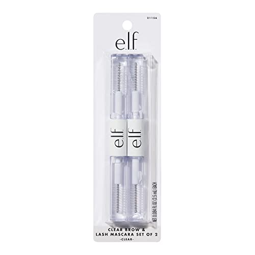e.l.f. Clear Lash & Brow Mascara Gel, Dual-Sided Flexible Hold, Long-Lasting Clear Formula for Natural-Looking Brows & Defined Lashes