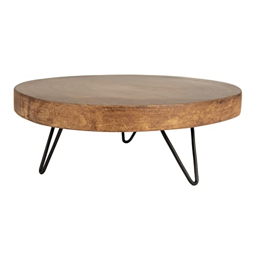 Decorative Paulownia Wood Pedestal, Dark Brown