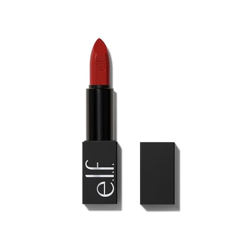 e.l.f. O Face Satin Lipstick, Richly Pigmented, Nourishing & Long-Lasting Creamy Lipstick, Infused With Jojoba, Vegan & Cruelty-Free, Spicy