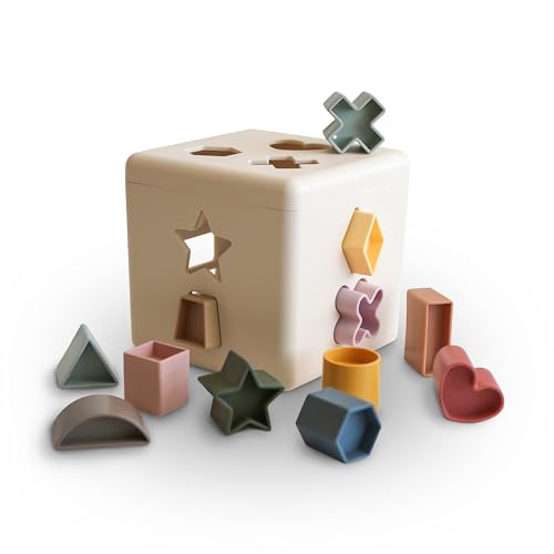 mushie Shape Sorting Box (Original) | Educational Learning Toy for Toddlers with 12 Shapes | Made in Denmark (10+ Months)