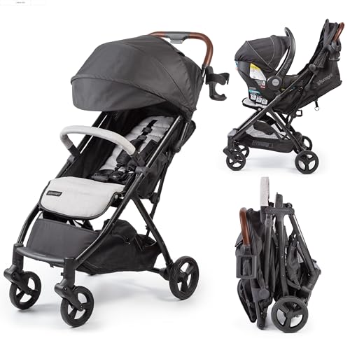Summer Infant Ingenuity 3Dquickclose CS+ Compact Fold Stroller – Lightweight Stroller with Oversized Canopy, Extra-Large Storage and Compact Fold, Gray