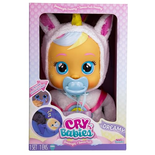 Cry Babies Goodnight Dreamy - Sleepy Time Baby Doll with LED Lights, for Girls and Boys Ages 18M and Up, Multicolor