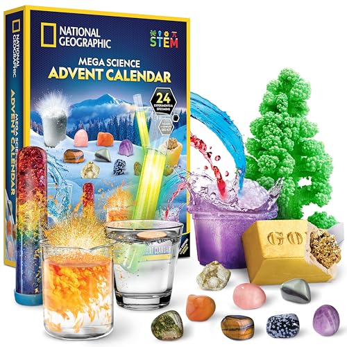 NATIONAL GEOGRAPHIC Science Kit &amp; Rock Collection Advent Calendar 2025 – Jumbo Advent Calendar with 24 Days of Sci