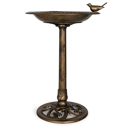 BACKYARD EXPRESSIONS PATIO · HOME · GARDEN 912449-WB Outdoor Garden Bird Bath- Bronze- Weather Resistant Polyresin-30 Inch-Backyard Expressions