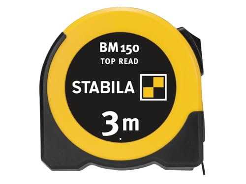 (-35%) STABILA Taschenbandmaß BM 150, 3 m, Maßband mit metrischer Skala, Sichtfenster für Direktablesung, bruchsicheres ABS-Gehäuse, beweglicher Anfangshaken, Gürtel-Clip, MID-Genauigkeit