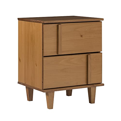 Walker Edison Sprague Contemporary Detailed Drawer Solid Wood Nightstand 20 Inch CaramelWalker Edison Mid Century Moder